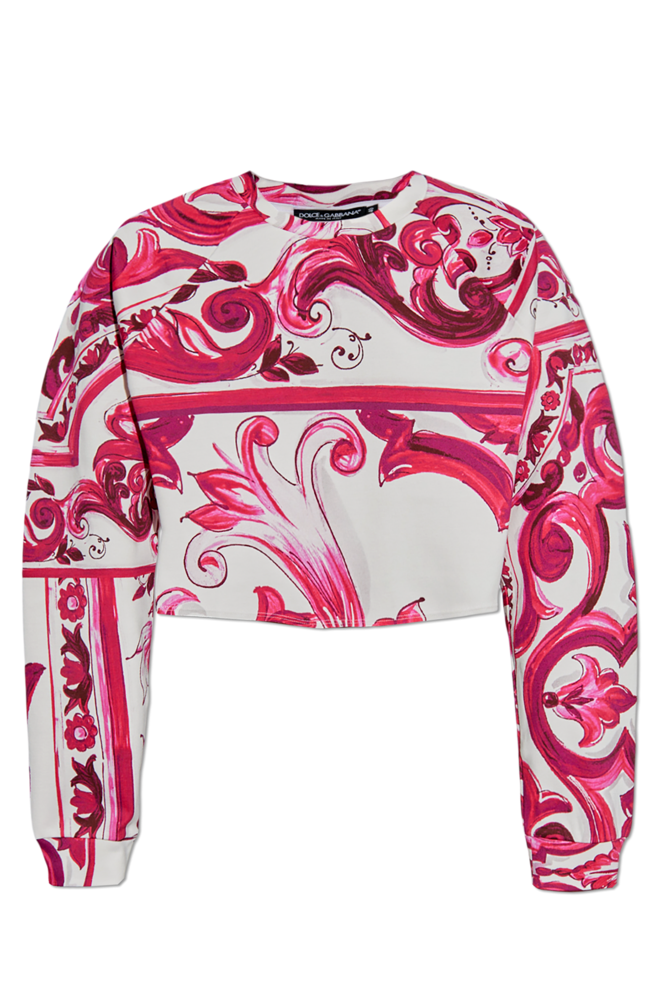 Pink Short T-shirt with Majolica pattern Dolce & Gabbana